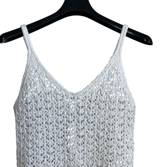 J. Crew Crochet Tank Top Womens Medium White Pointelle Knit Boho Beachy New - Picture 2 of 8